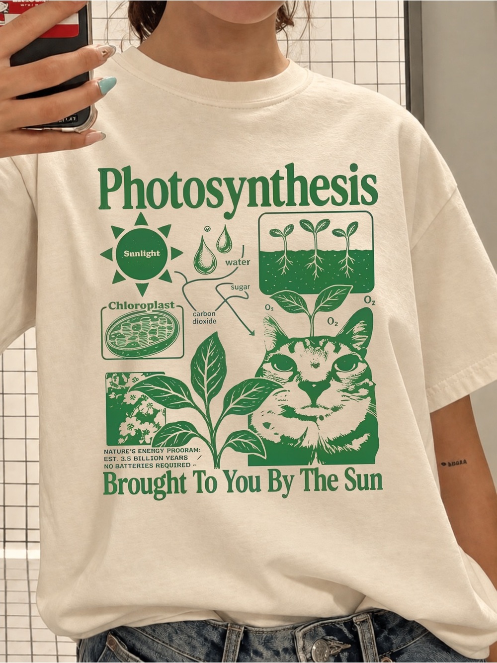 Gildan Photosynthesis Cat Shirt, Funny Science Teacher Tee - Picture 2 of 3
